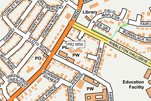 PR2 6RW map - OS OpenMap – Local (Ordnance Survey)