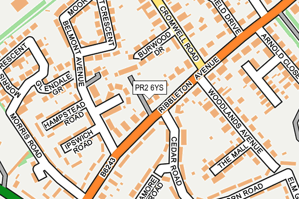 PR2 6YS map - OS OpenMap – Local (Ordnance Survey)