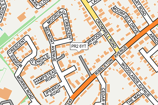 PR2 6YT map - OS OpenMap – Local (Ordnance Survey)