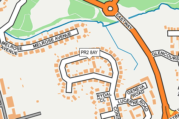 PR2 8AY map - OS OpenMap – Local (Ordnance Survey)