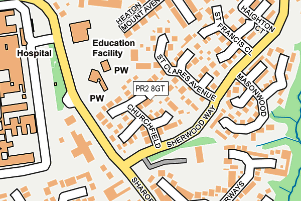 PR2 8GT map - OS OpenMap – Local (Ordnance Survey)