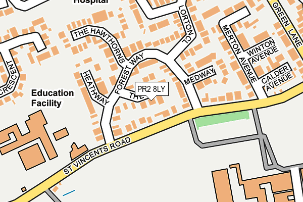 PR2 8LY map - OS OpenMap – Local (Ordnance Survey)