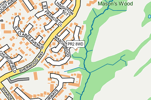 PR2 8WD map - OS OpenMap – Local (Ordnance Survey)