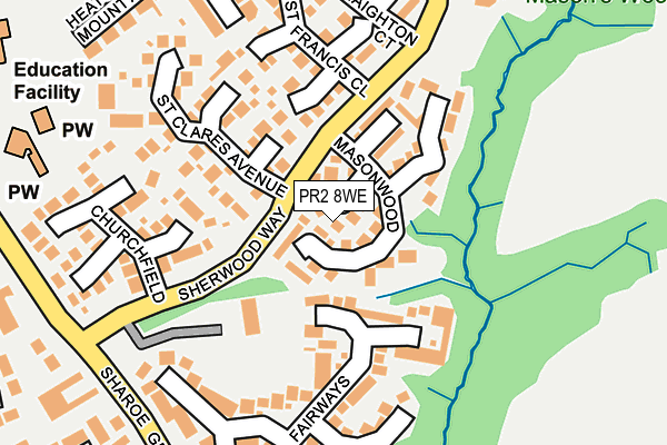 PR2 8WE map - OS OpenMap – Local (Ordnance Survey)