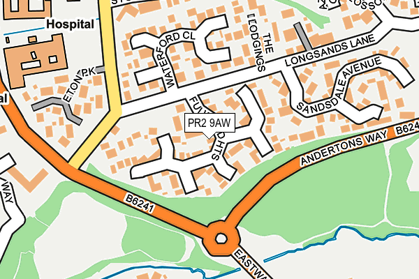 PR2 9AW map - OS OpenMap – Local (Ordnance Survey)