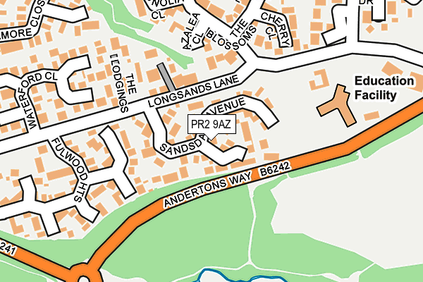PR2 9AZ map - OS OpenMap – Local (Ordnance Survey)