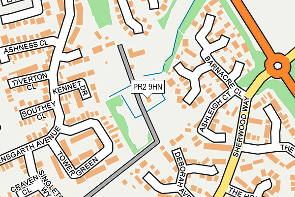 PR2 9HN map - OS OpenMap – Local (Ordnance Survey)