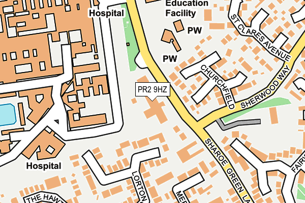 PR2 9HZ map - OS OpenMap – Local (Ordnance Survey)