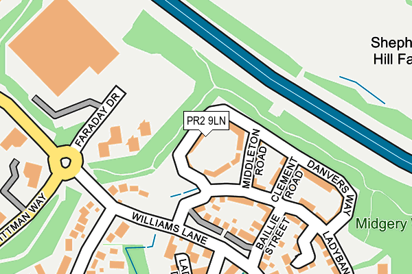 PR2 9LN map - OS OpenMap – Local (Ordnance Survey)