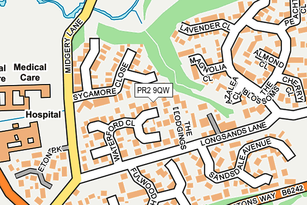 PR2 9QW map - OS OpenMap – Local (Ordnance Survey)