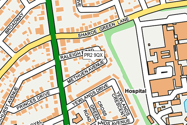 PR2 9QX map - OS OpenMap – Local (Ordnance Survey)