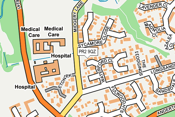 PR2 9QZ map - OS OpenMap – Local (Ordnance Survey)
