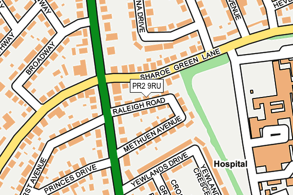 PR2 9RU map - OS OpenMap – Local (Ordnance Survey)