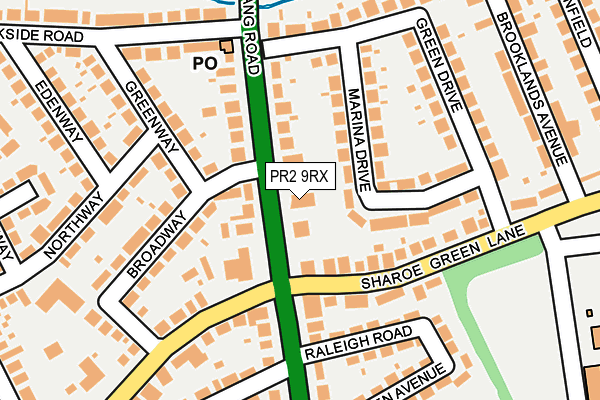 PR2 9RX map - OS OpenMap – Local (Ordnance Survey)