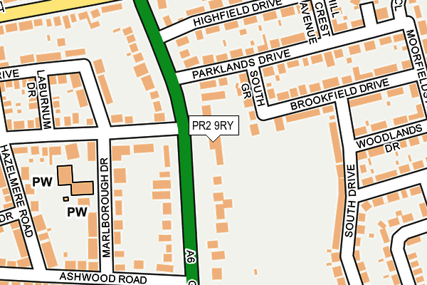PR2 9RY map - OS OpenMap – Local (Ordnance Survey)