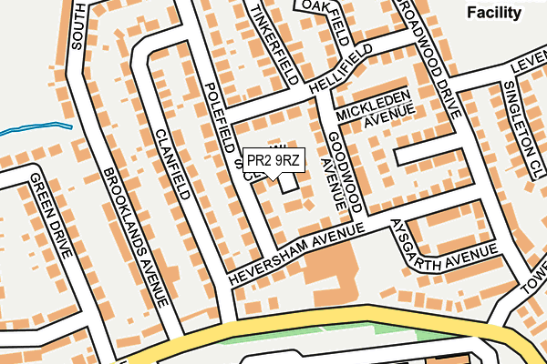 PR2 9RZ map - OS OpenMap – Local (Ordnance Survey)