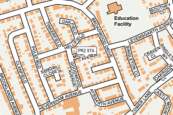 PR2 9TA map - OS OpenMap – Local (Ordnance Survey)