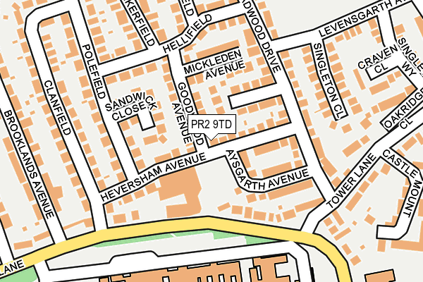 PR2 9TD map - OS OpenMap – Local (Ordnance Survey)