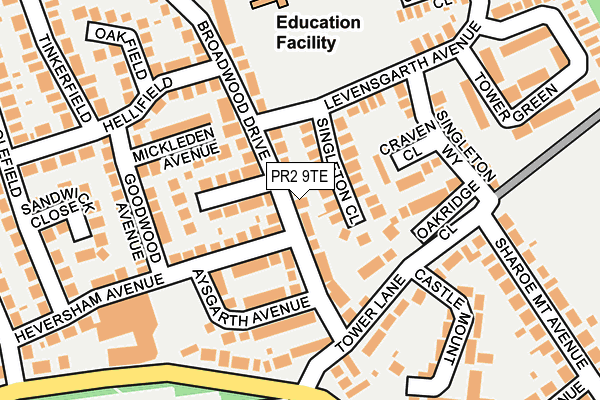 PR2 9TE map - OS OpenMap – Local (Ordnance Survey)