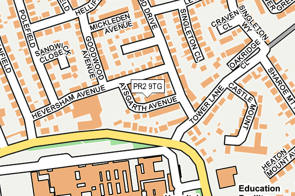 PR2 9TG map - OS OpenMap – Local (Ordnance Survey)