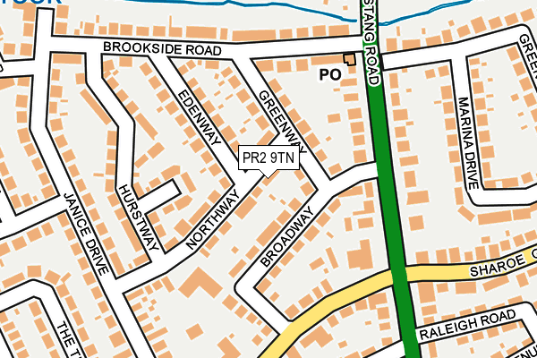 PR2 9TN map - OS OpenMap – Local (Ordnance Survey)