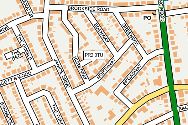 PR2 9TU map - OS OpenMap – Local (Ordnance Survey)
