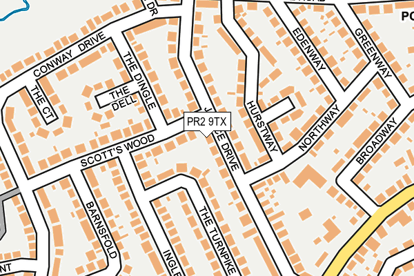 PR2 9TX map - OS OpenMap – Local (Ordnance Survey)