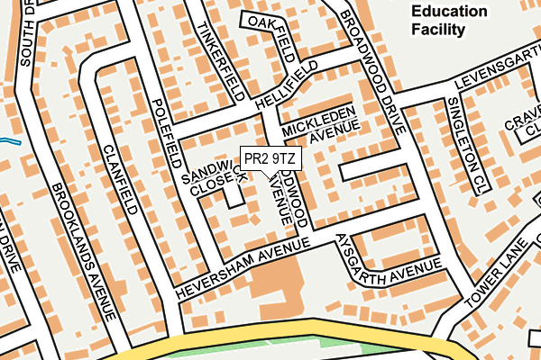 PR2 9TZ map - OS OpenMap – Local (Ordnance Survey)