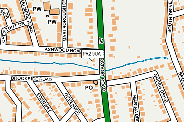 PR2 9UA map - OS OpenMap – Local (Ordnance Survey)