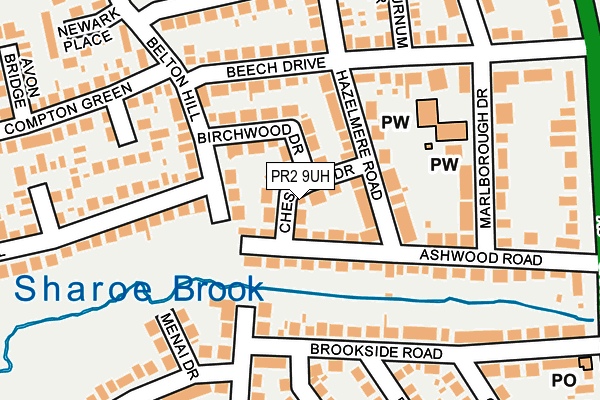 PR2 9UH map - OS OpenMap – Local (Ordnance Survey)