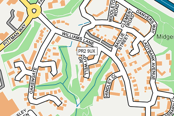 PR2 9UX map - OS OpenMap – Local (Ordnance Survey)
