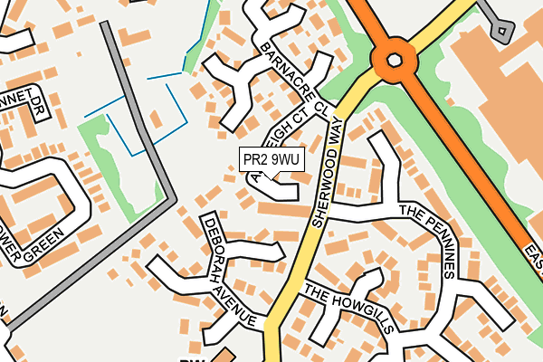 PR2 9WU map - OS OpenMap – Local (Ordnance Survey)