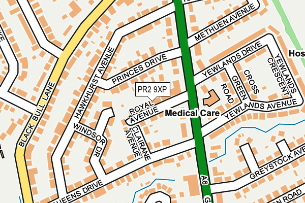 PR2 9XP map - OS OpenMap – Local (Ordnance Survey)