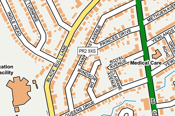 PR2 9XS map - OS OpenMap – Local (Ordnance Survey)