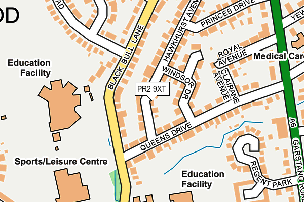 PR2 9XT map - OS OpenMap – Local (Ordnance Survey)