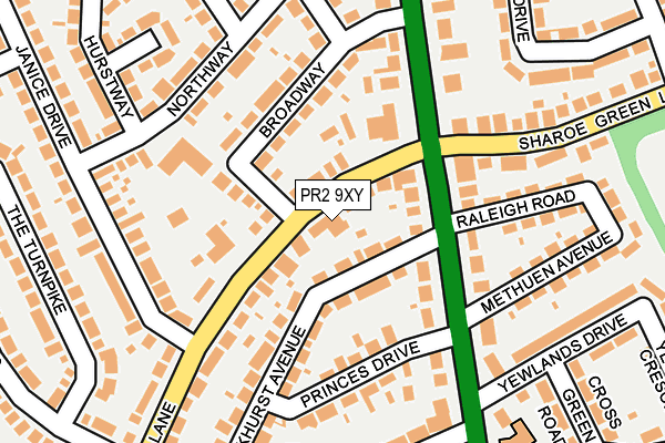 PR2 9XY map - OS OpenMap – Local (Ordnance Survey)