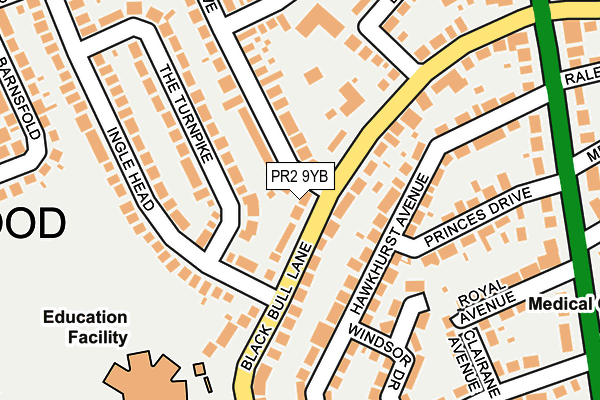 PR2 9YB map - OS OpenMap – Local (Ordnance Survey)