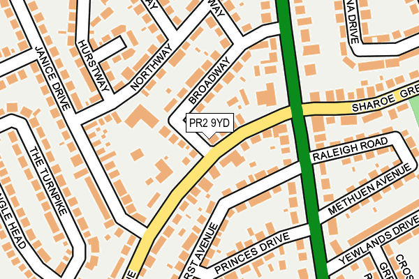 PR2 9YD map - OS OpenMap – Local (Ordnance Survey)