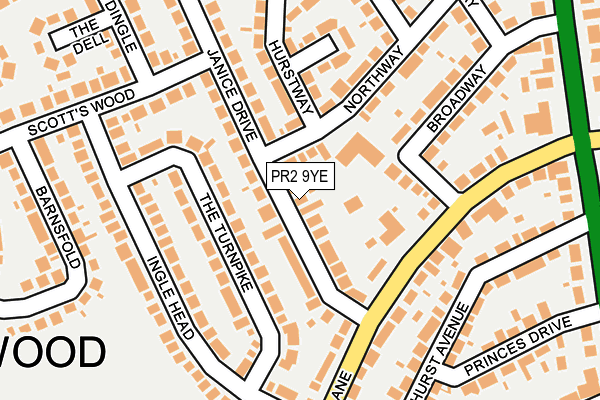 PR2 9YE map - OS OpenMap – Local (Ordnance Survey)