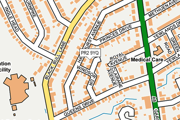 PR2 9YQ map - OS OpenMap – Local (Ordnance Survey)