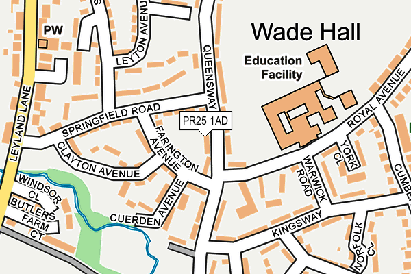 PR25 1AD map - OS OpenMap – Local (Ordnance Survey)