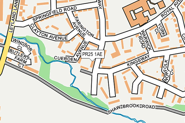 PR25 1AE map - OS OpenMap – Local (Ordnance Survey)