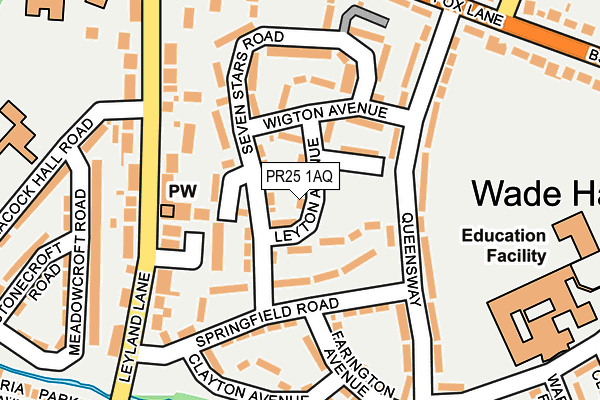 PR25 1AQ map - OS OpenMap – Local (Ordnance Survey)