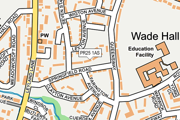 PR25 1AS map - OS OpenMap – Local (Ordnance Survey)