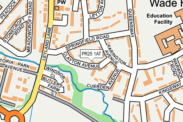 PR25 1AT map - OS OpenMap – Local (Ordnance Survey)