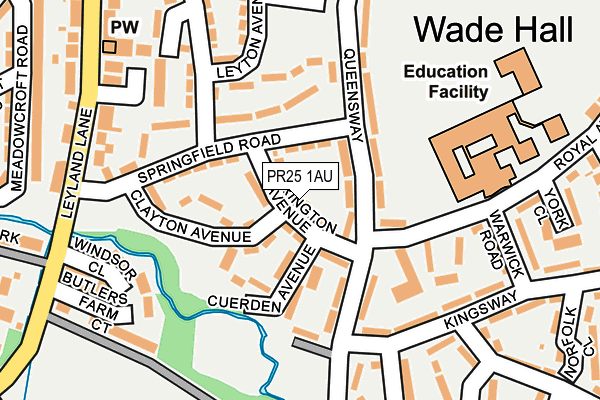 PR25 1AU map - OS OpenMap – Local (Ordnance Survey)