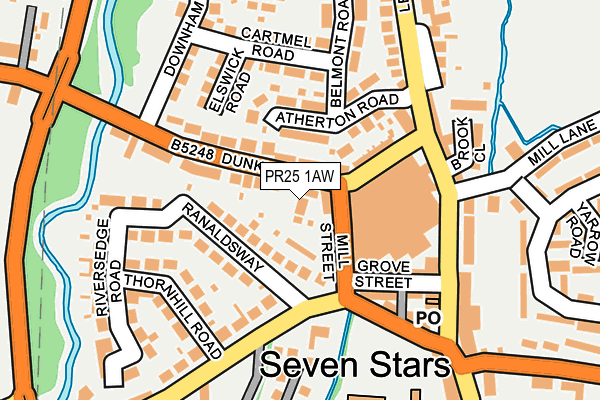 PR25 1AW map - OS OpenMap – Local (Ordnance Survey)