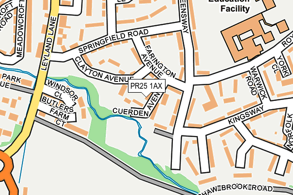 PR25 1AX map - OS OpenMap – Local (Ordnance Survey)