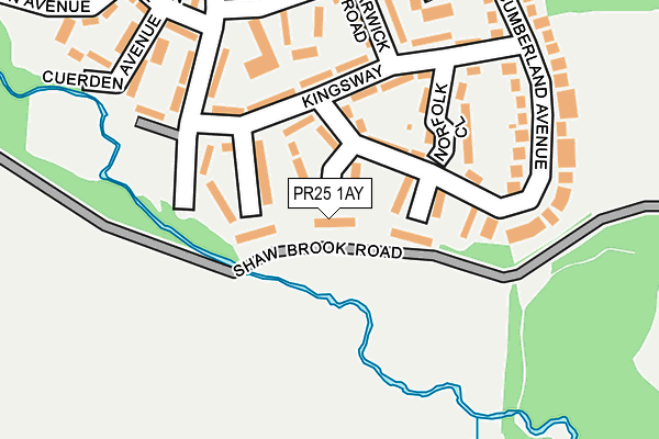 PR25 1AY map - OS OpenMap – Local (Ordnance Survey)