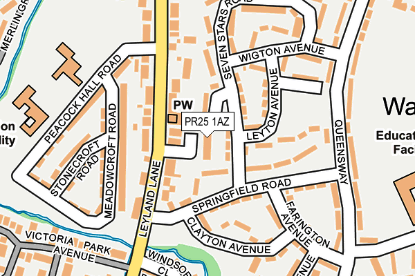 PR25 1AZ map - OS OpenMap – Local (Ordnance Survey)